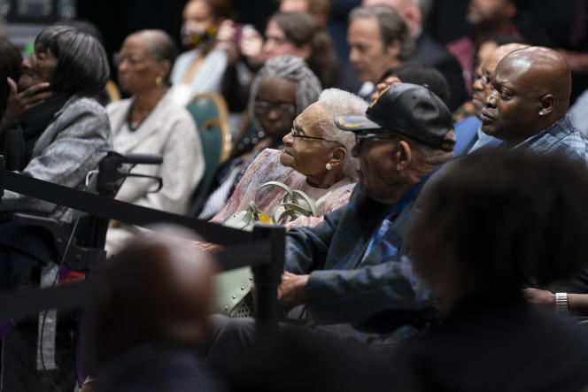 La doyenne des survivants du massacre de Tulsa (Oklahoma), Viola Ford Fletcher, assiste au discours de Joe Biden, à l’occasion des 100 ans de la tragédie, le 1er juin 2021.
